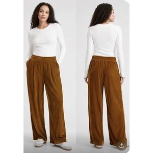 Gap Womens Pull On Pleated Wide Leg Velour Pants M Autumn Holiday Comfy Career